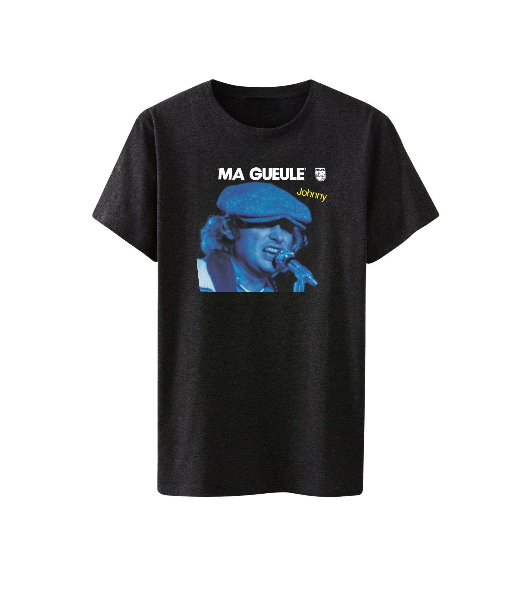 T-shirt homme noir Ma gueule - Johnny Hallyday