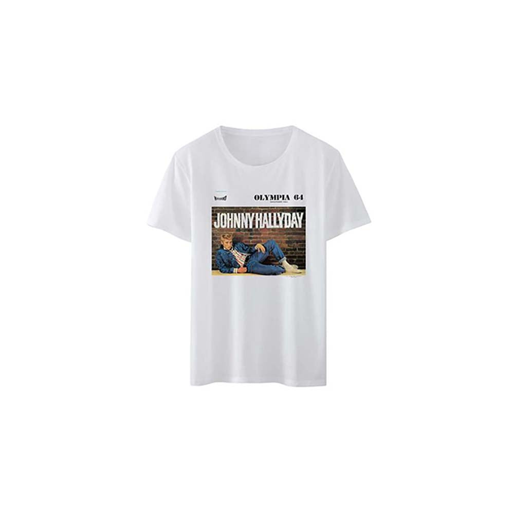 T-shirt homme blanc Olympia 64 - Johnny Hallyday
