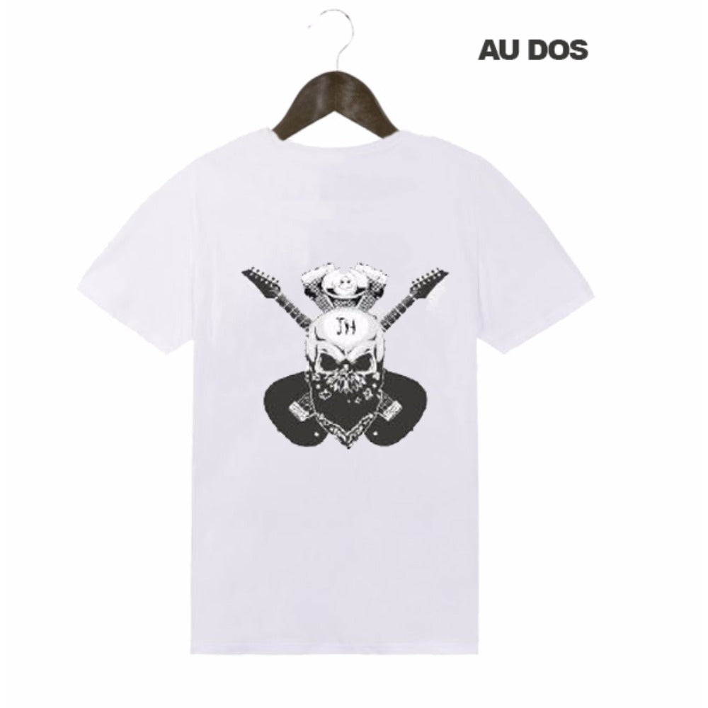 Tee-Shirt Homme blanc Double Guitare - Johnny Hallyday