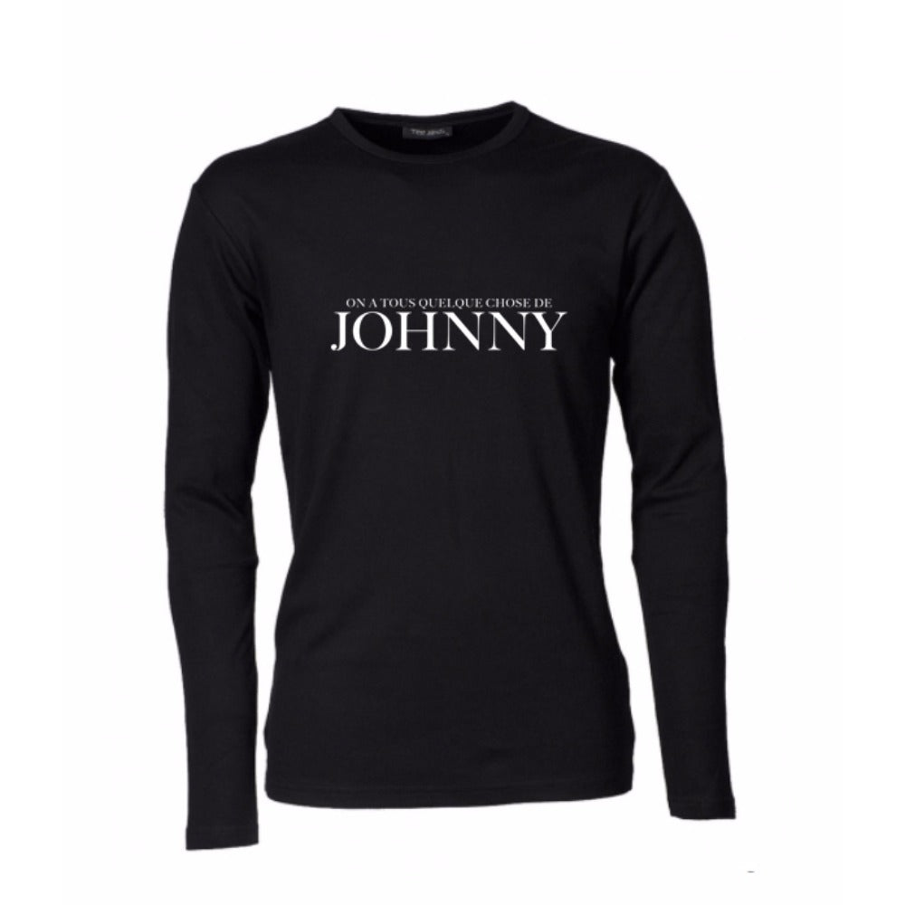 Tee-shirt noir Femme brodé On a tous quelque chose de Johnny - Johnny Hallyday