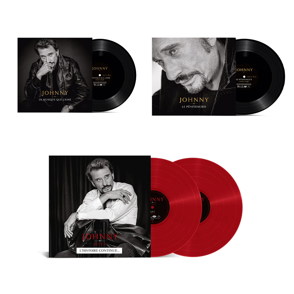 PACK - 45T "THE MUSIC I LOVE" + 45T "THE PENITENTIARY" + JOHNNY ACT II "NUMBERED DOUBLE RED VINYL"