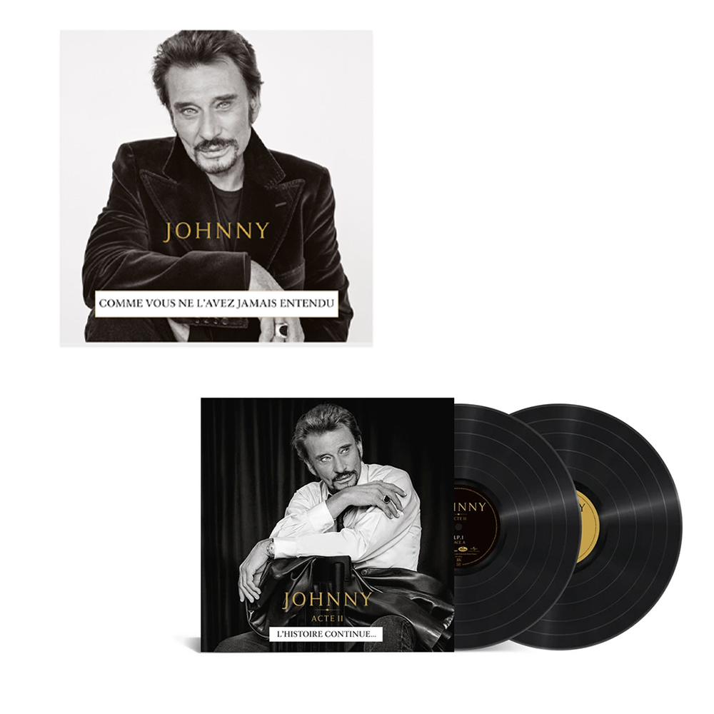 PACK - JOHNNY ACTE II "DOUBLE VINYLE NOIR" + JOHNNY CD "COMME VOUS NE L’AVEZ JAMAIS ENTENDU"